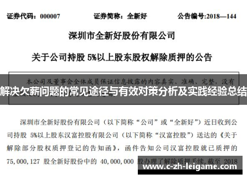 解决欠薪问题的常见途径与有效对策分析及实践经验总结 解决欠薪问题的常见途径与有效对策分析及实践经验总结